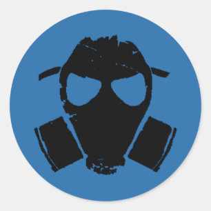 Sticker Rond rrc - masque à gaz bleu