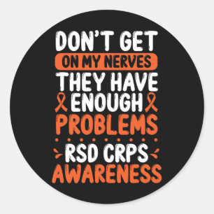 Sticker Rond Rsd Crps Guerrier Orange Ribbon Sur Mes Nerfs Crps