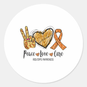Sticker Rond Rsdcrps Sensibilisation Peace Love Cure Orange Rib