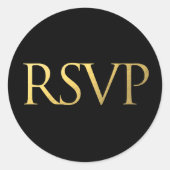 Sticker Rond RSVP Black et Faux Gold Foil (Devant)