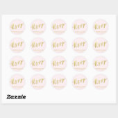 Sticker Rond RSVP | Faux Gold Brush Script - Mariage rose (Feuille)