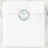 Sticker Rond RSVP | Mariage de monogramme de couronne Feuille v (Sac)