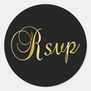 Sticker Rond RSVP   Noir et or