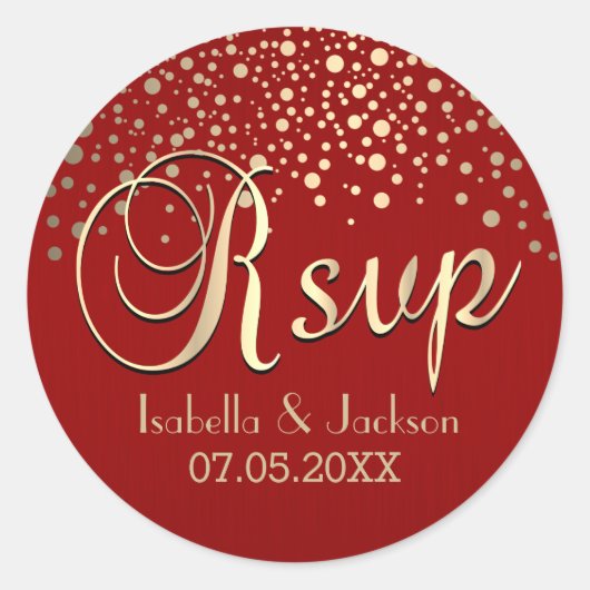 Sticker Rond RSVP | Points or et rouge | Personnaliser (Devant)