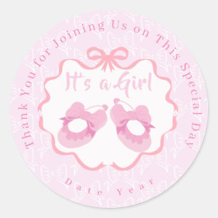 Sticker Rond Ruban à Nœud C'est une Fille