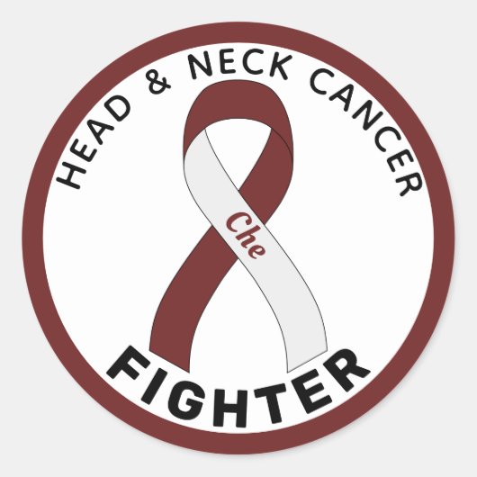 Sticker Rond Ruban blanc pour combattre le cancer de la tête et (Devant)