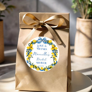 Sticker Rond Ruban bleu citron douche nuptiale italienne