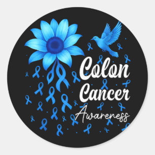 Sticker Rond Ruban bleu colorectal tournesol cancer du côlon