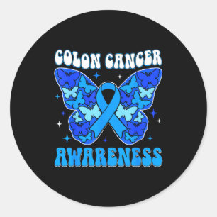 Sticker Rond Ruban bleu de sensibilisation au cancer colorectal