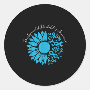 Sticker Rond Ruban bleu de tournesol pour les handicaps dévelop