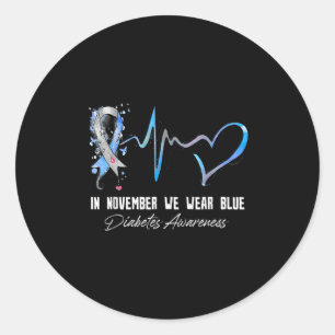 Sticker Rond Ruban Bleu En Novembre Nous Portons Bleu Pour Le D