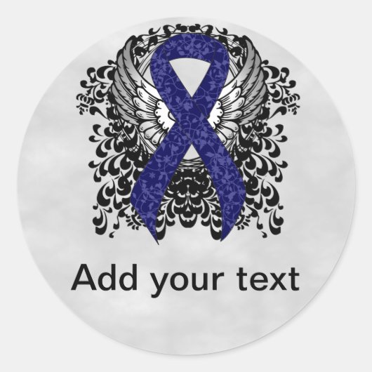 Sticker Rond Ruban bleu foncé avec ailes (Devant)