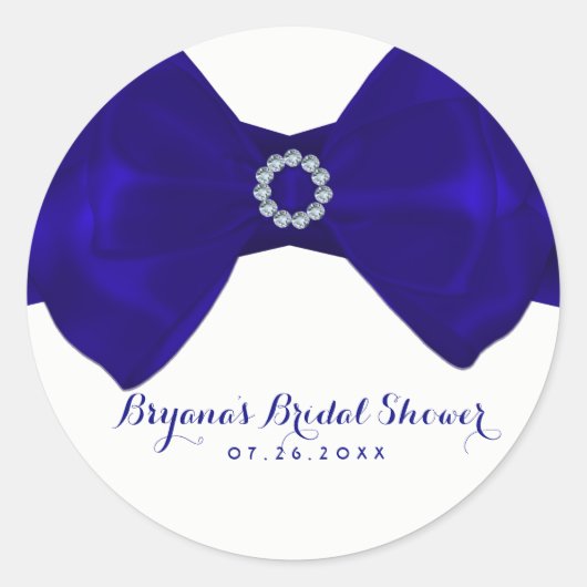 Sticker Rond Ruban bleu Royal & Diamonds Elegance Invitations (Devant)