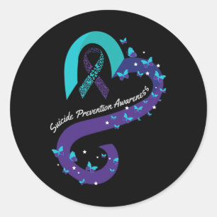 Sticker Rond Ruban Carburant Papillon Suicide Sensibilisation M