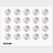 Sticker Rond Ruban cardiaque mariage avec monogramme (Feuille)