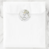 Sticker Rond Ruban cardiaque mariage avec noms (Sac)