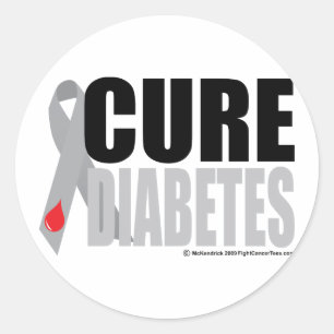 Sticker Rond Ruban Cure Diabète