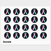 Sticker Rond Ruban d'ADN de BRCA rose et Turquoise (Feuille)