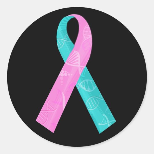 Sticker Rond Ruban d'ADN de BRCA rose et Turquoise (Devant)