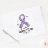 Sticker Rond Ruban d'Alzheimer des papillons (Enveloppe)