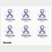 Sticker Rond Ruban d'Alzheimer des papillons (Feuille)