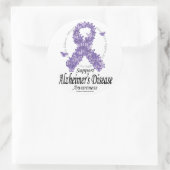 Sticker Rond Ruban d'Alzheimer des papillons (Sac)