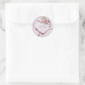 Sticker Rond ruban de coeur rose pour faire-part mariage (Sac)