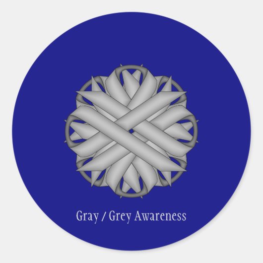 Sticker Rond Ruban de fleurs grises par Kenneth Yoncich (Devant)