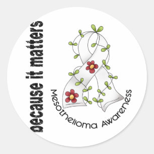 Sticker Rond Ruban de fleurs Mesothelioma 3