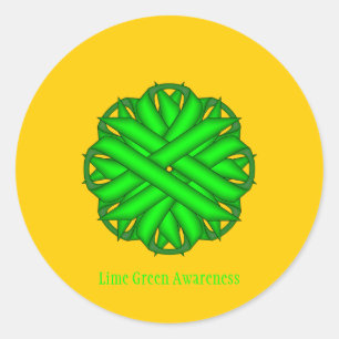 Sticker Rond Ruban de fleurs vert de chaux par Kenneth Yoncich