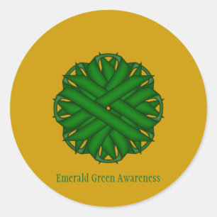 Sticker Rond Ruban de fleurs vert émeraude par Kenneth Yoncich