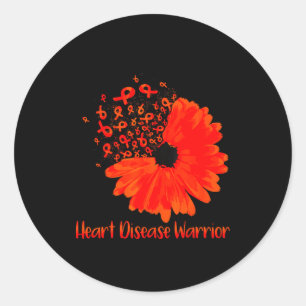 Sticker Rond Ruban de guerrier de cœur Fleur Rouge Maladie du c