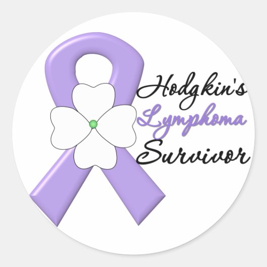 Sticker Rond Ruban de la Fleur de Lymphome de Hodgkin (Devant)