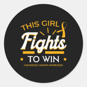 Sticker Rond Ruban de lutte contre le cancer de l'enfant fille