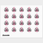 Sticker Rond Ruban de mois de conscience de cancer du sein (Feuille)