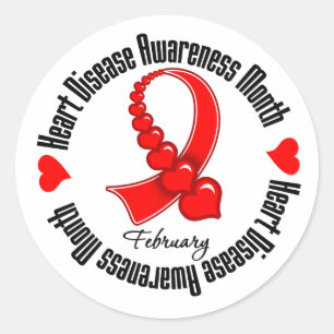 Sticker Rond Ruban de mois de conscience - maladie cardiaque