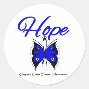 Sticker Rond Ruban de papillon d'espoir de cancer du colon