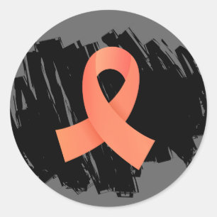 Sticker Rond Ruban De Pêche À Cancer Utérin Avec Écrasage