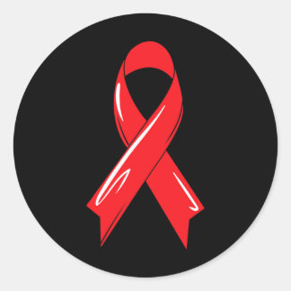 Sticker Rond Ruban de sensibilisation à la maladie cardiaque Ro
