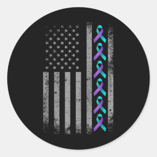 Sticker Rond Ruban de sensibilisation à la prévention du suicid