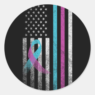 Sticker Rond Ruban de sensibilisation à la prévention du suicid
