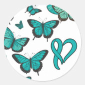 Sticker Rond Ruban de sensibilisation au cancer de l'ovaire et  (Devant)