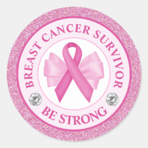 Sticker Rond Ruban de sensibilisation au cancer du sein Surviva