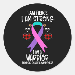 Sticker Rond Ruban de sensibilisation au cancer Je suis Fierce