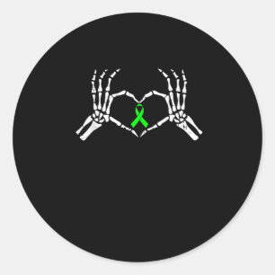 Sticker Rond Ruban de sensibilisation au coeur des mains de squ