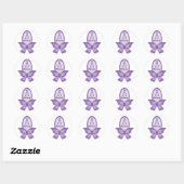 Sticker Rond Ruban de sensibilisation au pourpre (Feuille)