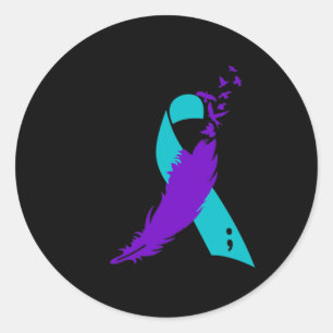 Sticker Rond Ruban de sensibilisation au suicide à base de demi