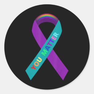 Sticker Rond Ruban de sensibilisation au suicide inspirant pour
