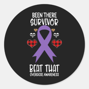 Sticker Rond Ruban de sensibilisation au surdosage des survivan