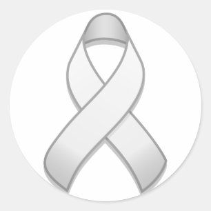 Sticker rond ruban de sensibilisation blanche